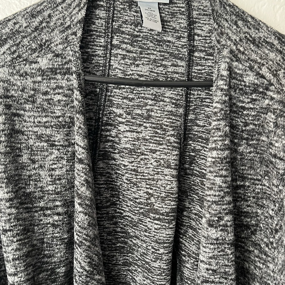 Catherines 3X Cardigan Open Front Heather Gray Waterfall Lagenlook Raw Edge - Picture 3 of 9